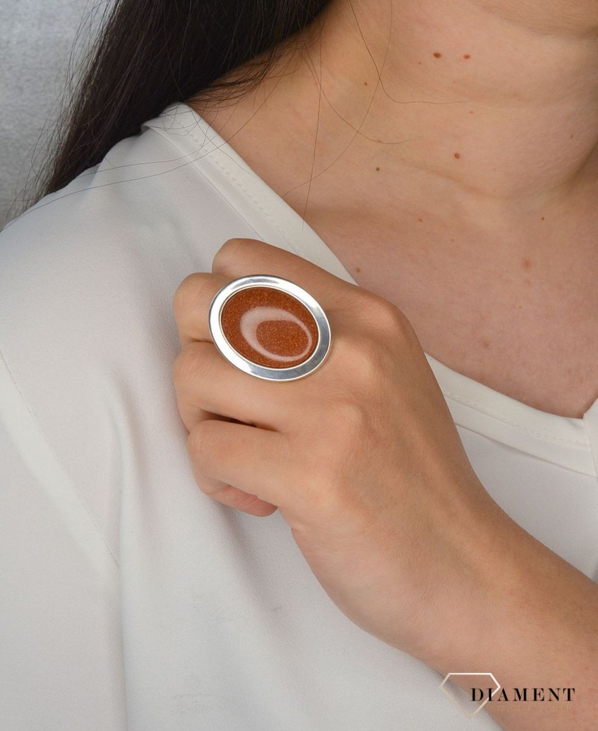 Srebrny pierścionek z kamieniem piasek pustyni DIA-PRS-2932-925.jpg