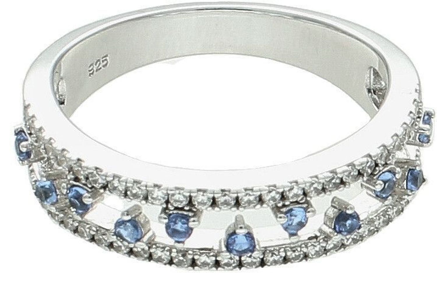 Srebrny pierścionek damski 925 z niebieskimi cyrkoniami rozmiar 14 DIA-PRS-3345-925 (1).jpg