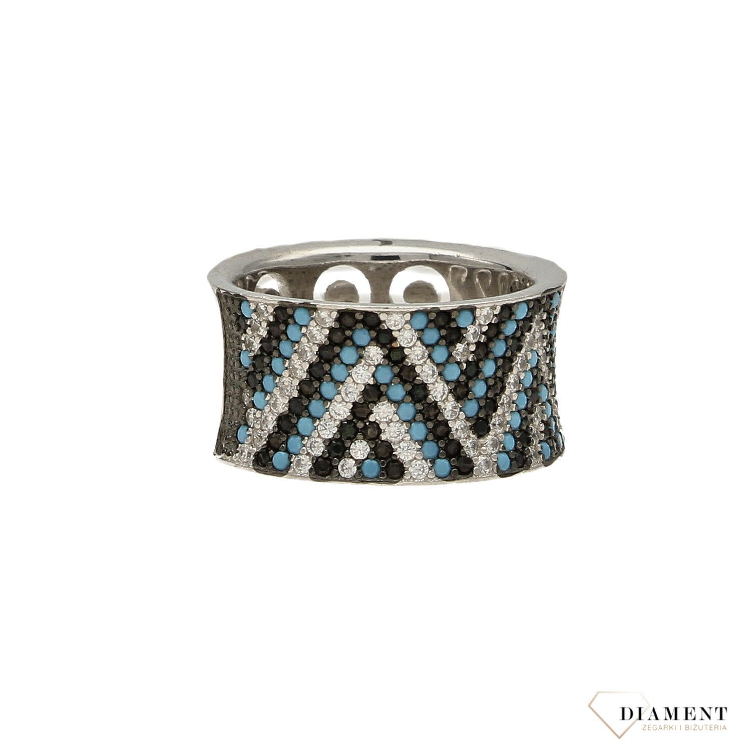 Srebrny pierścionek szeroka obrączka z cyrkonią DIA-PRS-3374-925 (1).jpg