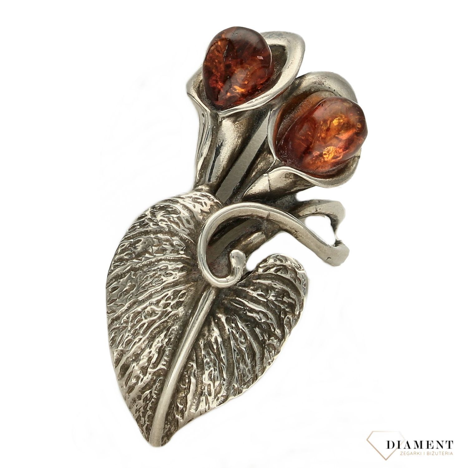 Srebrny pierścionek liść i kwiatek z bursztynem DIA-PRS-3391-925 (1).jpg