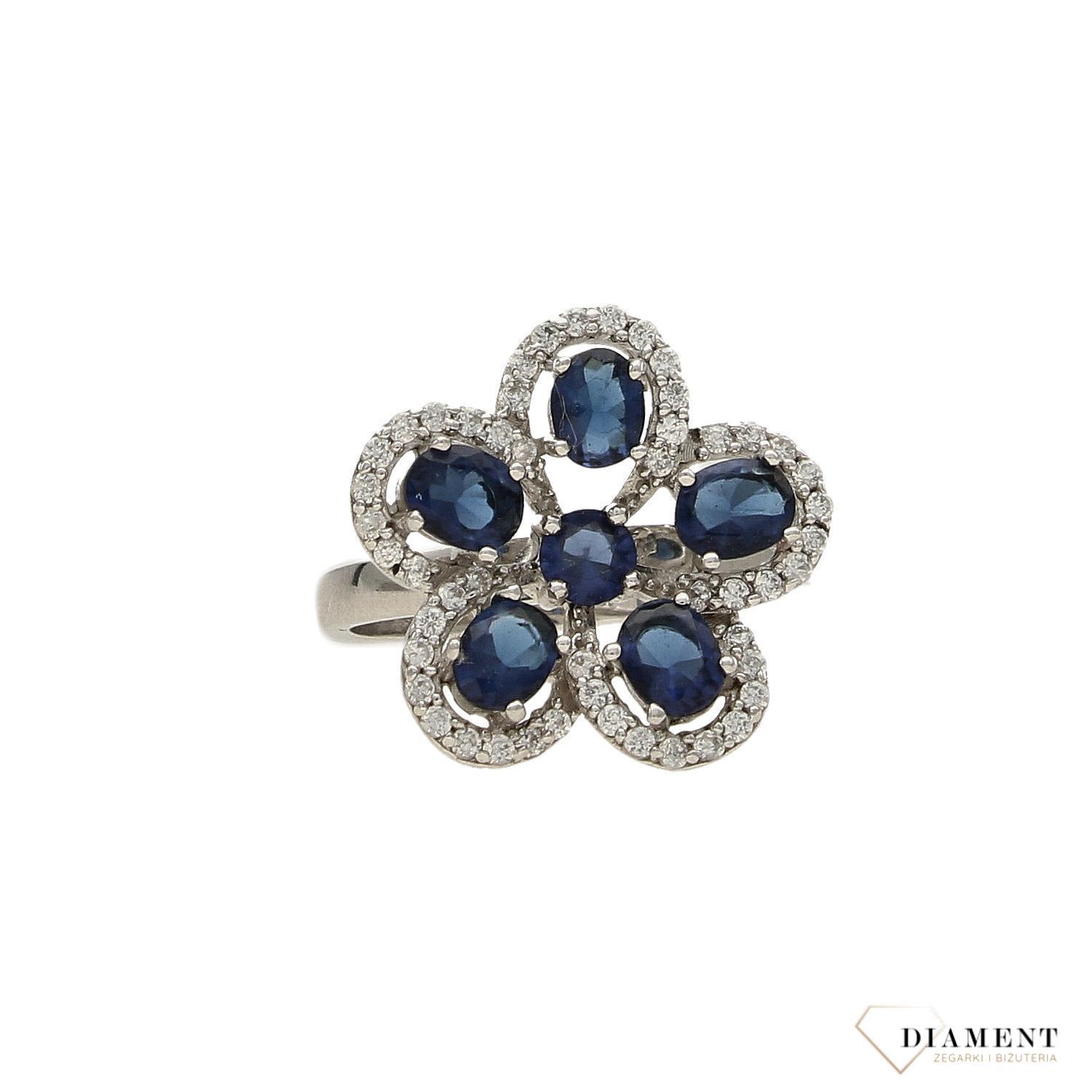 Srebrny pierścionek kwiatek z niebieską cyrkonią DIA-PRS-3403-925 (1).jpg