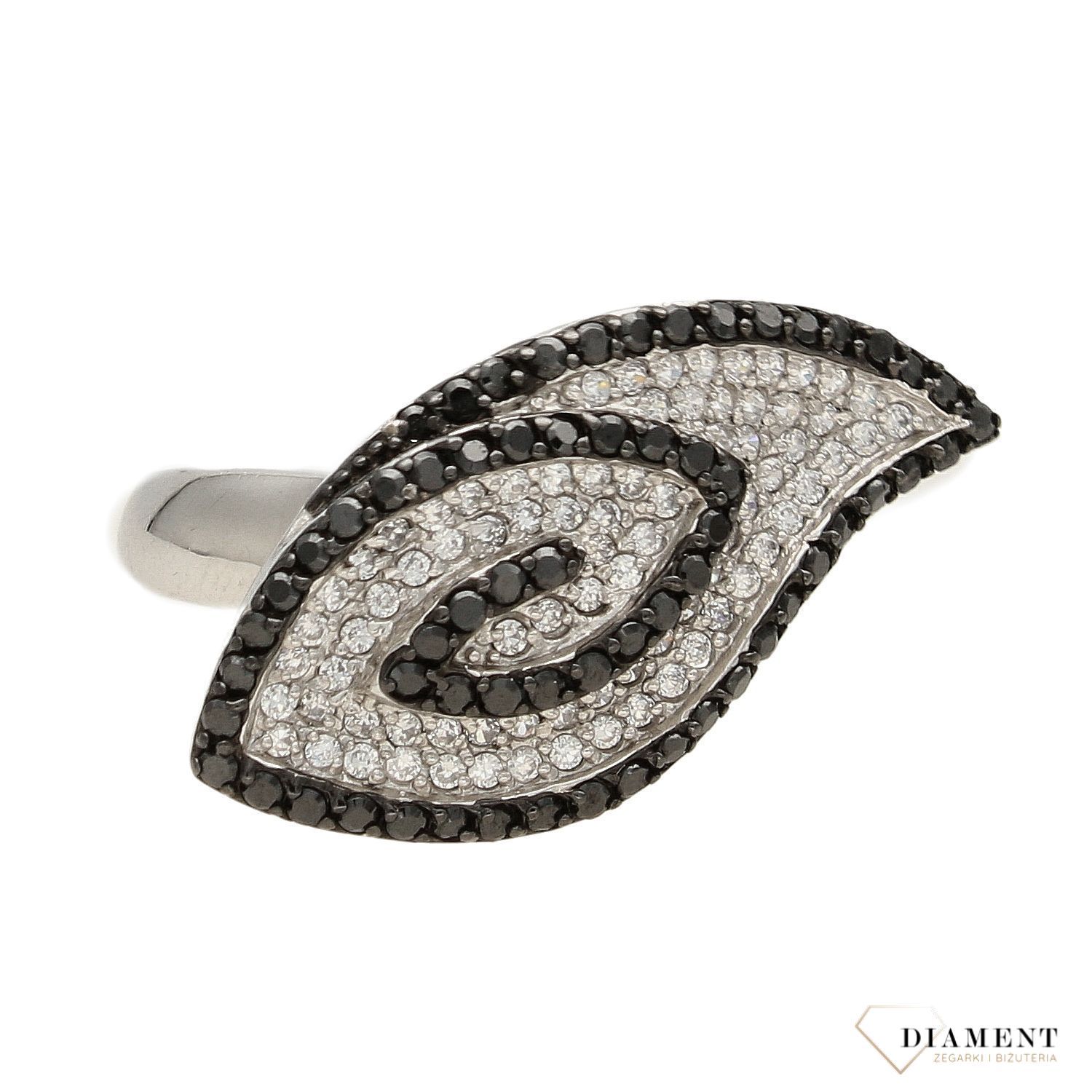 Srebrny pierścionek z białą i czarną cyrkonią DIA-PRS-3614-925.jpg