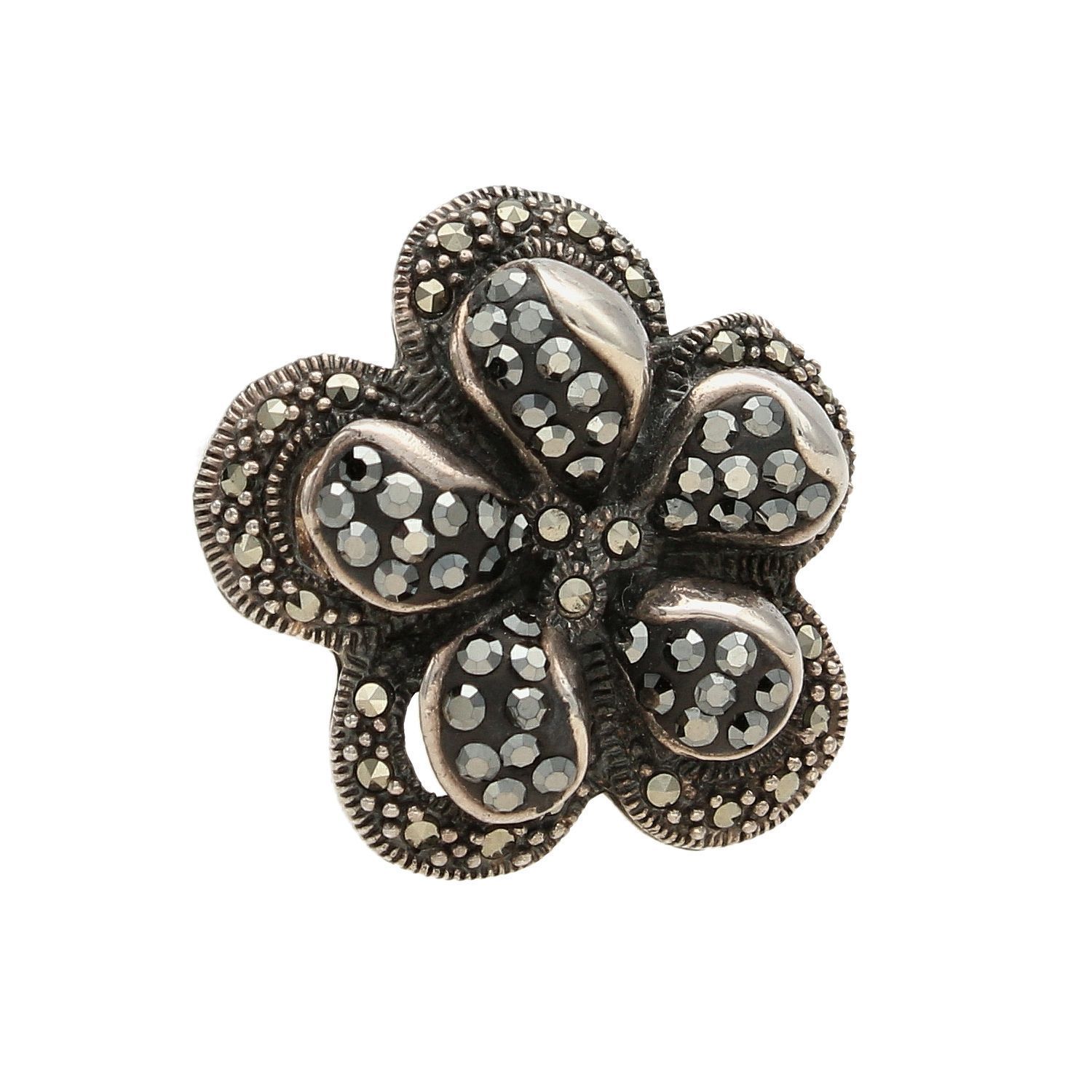 Srebrny pierścionek kwiatek z markazytami DIA-PRS-3616-925.jpg