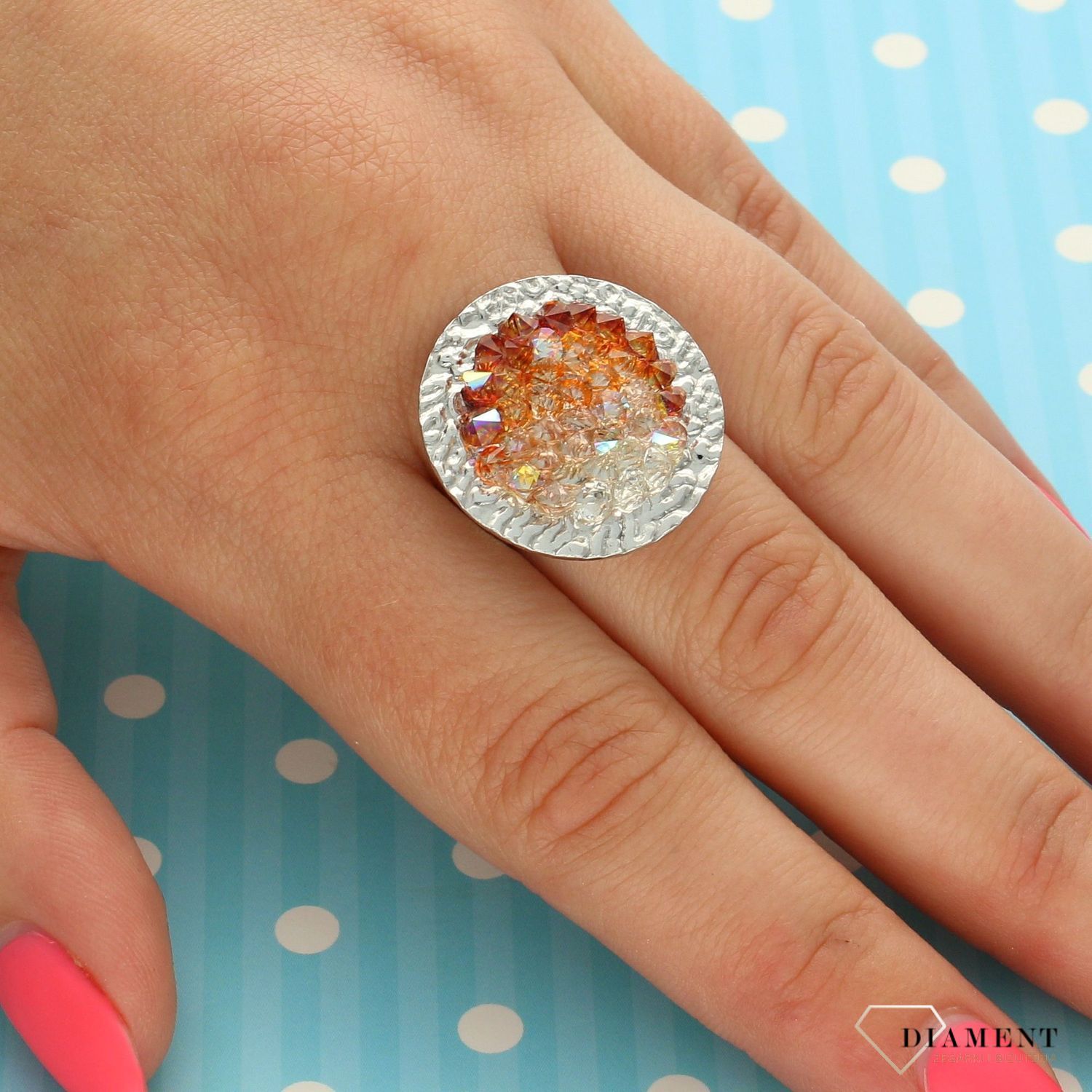 Srebrny pierścionek 925 'bursztynowy odcień i blask' DIA-PRS-3628-925.jpg