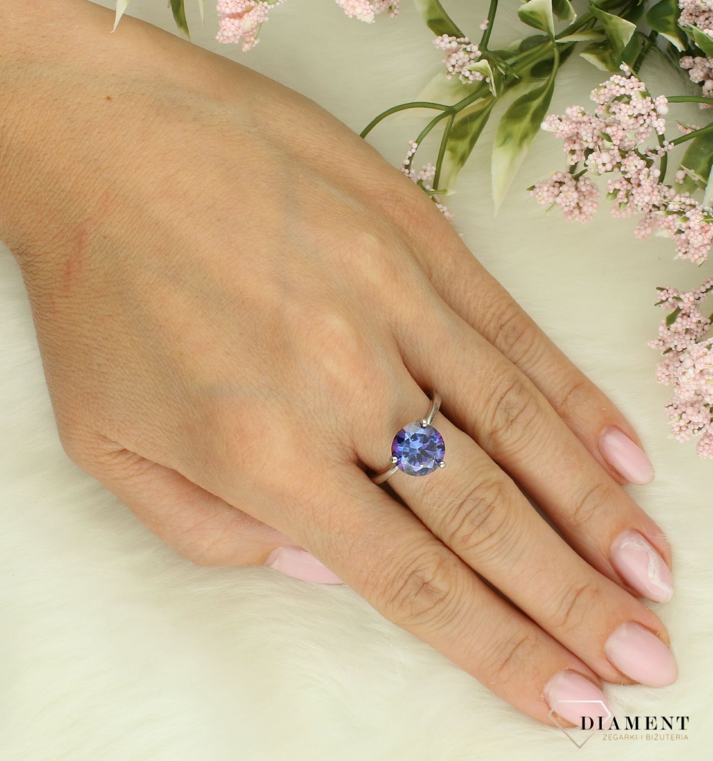 Srebrny pierścionek damski 925 z tanzanitem DIA-PRS-3705-925.jpg