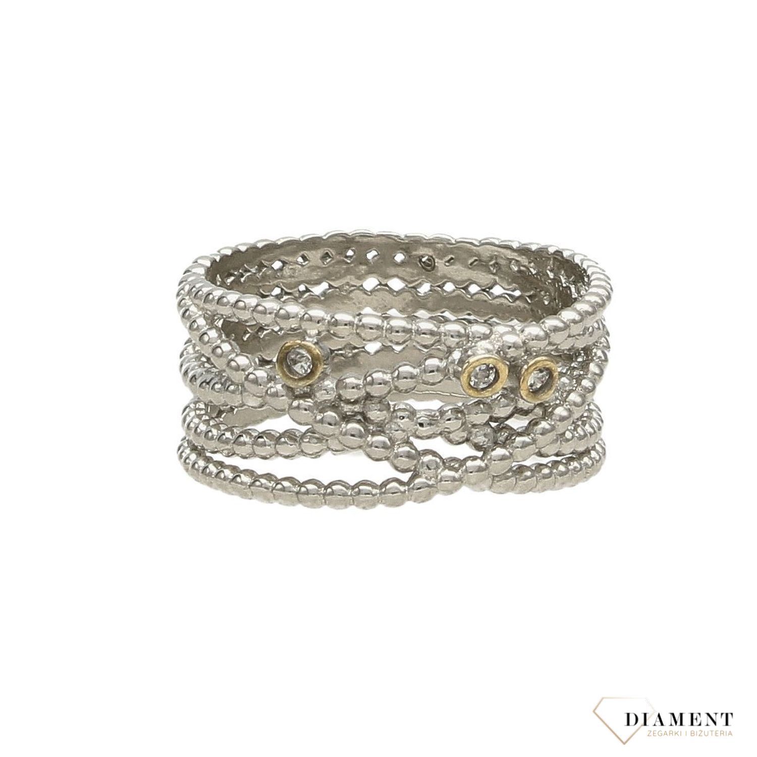 Srebrny pierścionek delikatnie szeroka obrączka z cyrkonią DIA-PRS-3718-925 (1).jpg