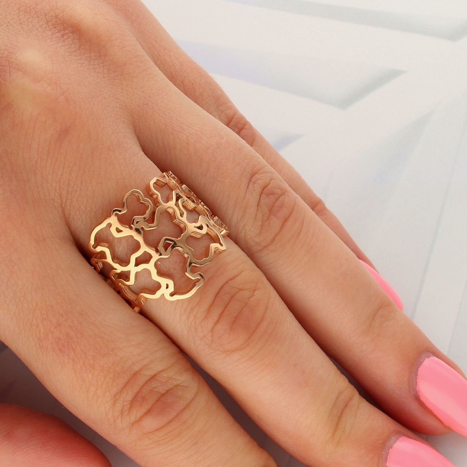 Stalowy pierścionek Misie w różowym złocie DIA-PRS-3864-STAL.  (1).jpg