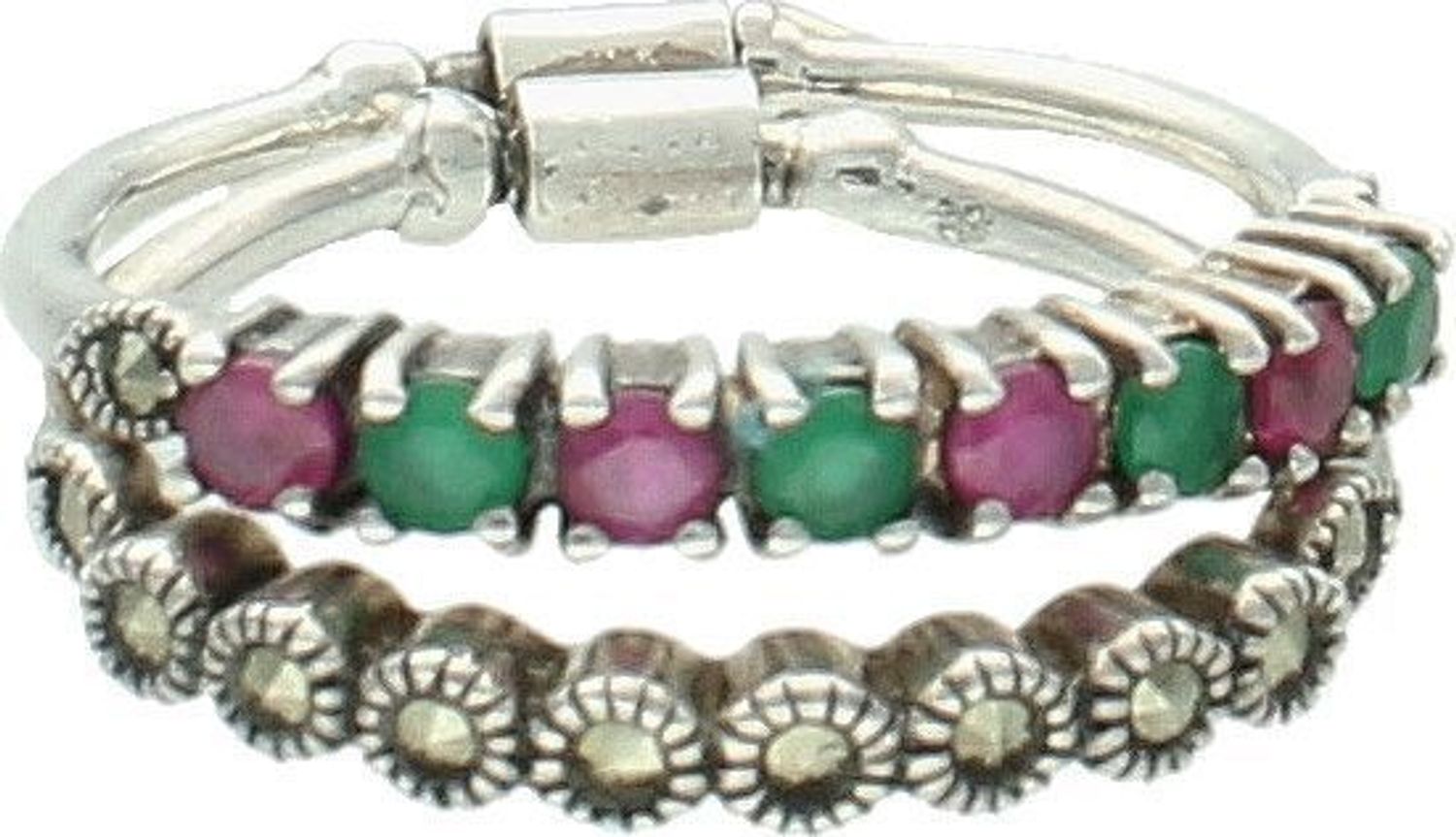 Srebrny pierścionek damski 925 podwójny z kolorowymi cyrkoniami rozmiar 17 DIA-PRS-3900-925. Srebrny pierścionek damski. Srebrny pierścionek z cyrkoniami. Pierścionek srebrny dla kobiety, Pierścionek srebrny na prezent (2).jpg