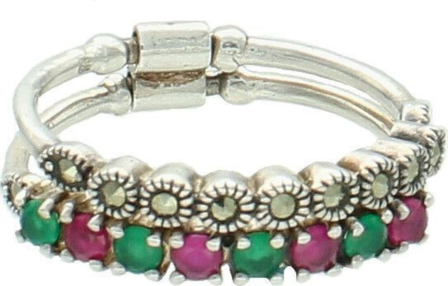 Srebrny pierścionek damski 925 podwójny z kolorowymi cyrkoniami rozmiar 17 DIA-PRS-3900-925. Srebrny pierścionek damski. Srebrny pierścionek z cyrkoniami. Pierścionek srebrny dla kobiety, Pierścionek srebrny na prezent (2).jpg