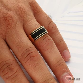 Złoty sygnet męski pierścionek prostokąt z onyksem DIA-PRS-4172-585 (2).jpg