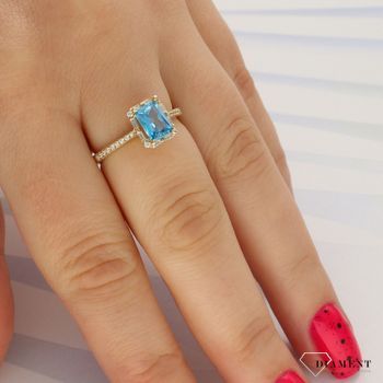 Złoty pierścionek 585 niebieska cyrkonia z białą oprawą DIA-PRS-4225-585 (1).jpg