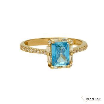 Złoty pierścionek 585 niebieska cyrkonia z białą oprawą DIA-PRS-4225-585 (2).jpg