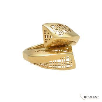 Złoty pierścionek 585 szeroki z siatką DIA-PRS-4229-585 (2).jpg