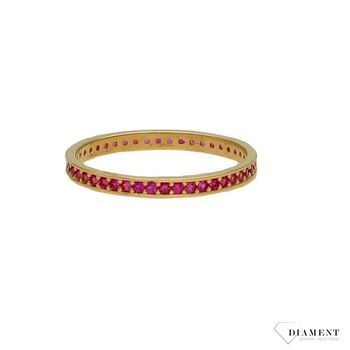 Złoty pierścionek obrączka z różową cyrkonią DIA-PRS-4439-585 (1).jpg