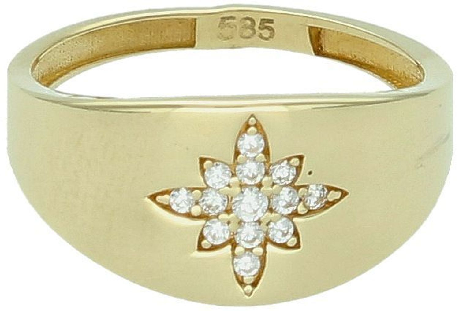 Złoty pierścionek damski 585 z kwiatkiem i cyrkonią. DIA-PRS-4461-585, 2,26 g. Romantyczna biżuteria o wyjątkowym uroku. Sprawdź ten model w naszym sklepie!1.jpg