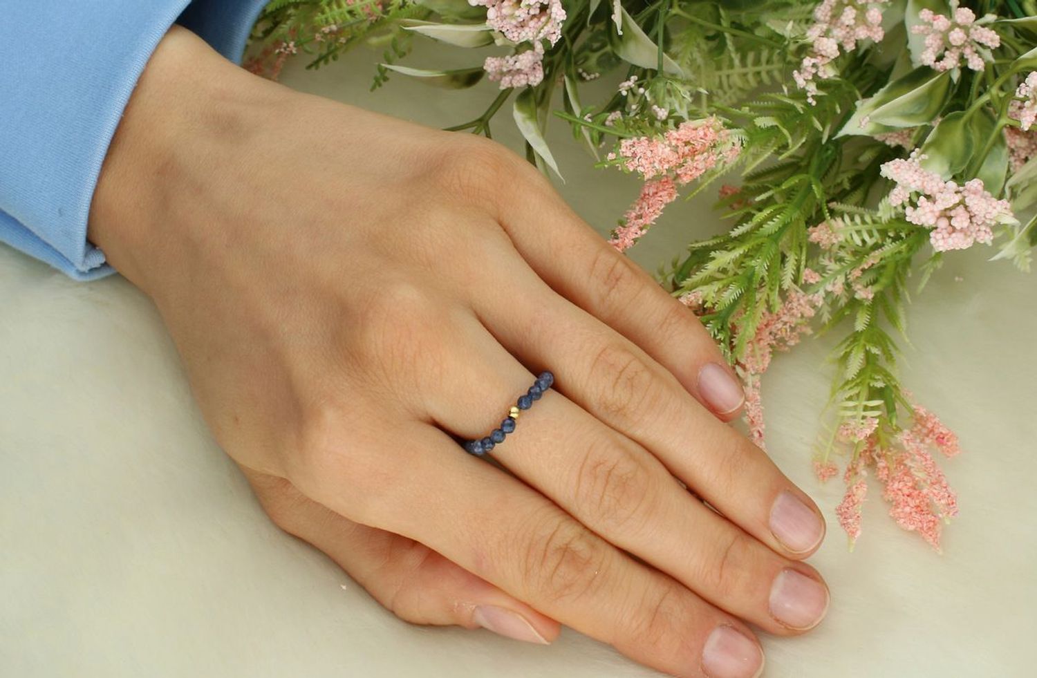 pierścionek damski szafir, srebrny pierścionek 925, pierścionek na gumce, biżuteria z kamieniami naturalnymi, szafir pierścionek, pierścionek damski rozmiar 16, DIA-PRS-4917-SZAFIR1.jpg