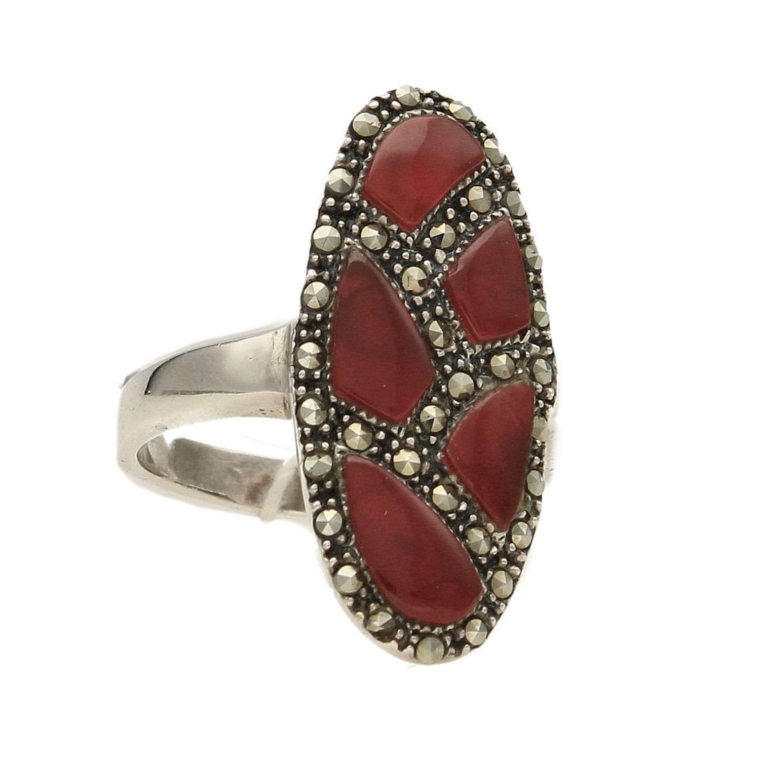 Srebrny pierścionek Markazyty i Karneol 925 DIA-PRS-4987-925 (1).jpg