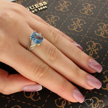 Złoty pierścionek zaręczynowy z niebieską cyrkonią DIA-PRS-5032-585 (2).jpg