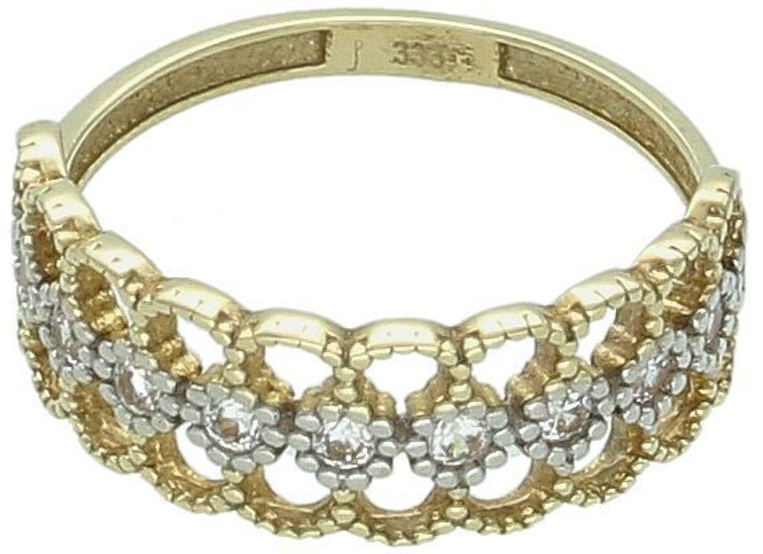 Złoty pierścionek ażurowy z białymi kamieniami DIA-PRS-5076-333. Złote pierścionki Apart.  Ażurowy pierścionek wypełniony przez środek blaskiem cyrkonii. Pierścionek łączy w sobie ponadczasową 1.jpg