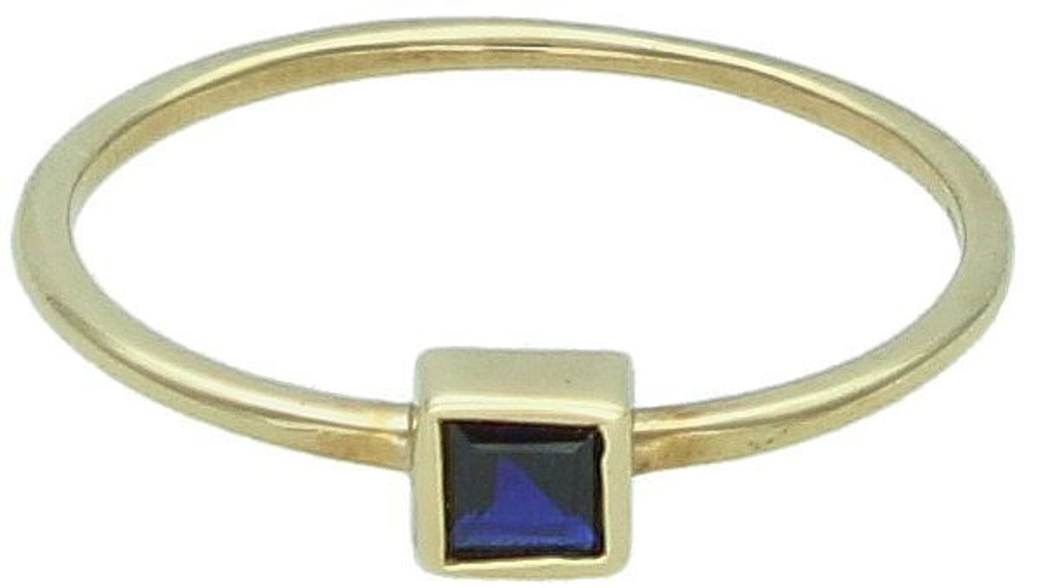 Złoty pierścionek z ciemnogranatową cyrkonią DIA-PRS-5081-333. Żółte złoto, charakteryzuje się ciepłym i subtelnym lśnieniem. 1.jpg