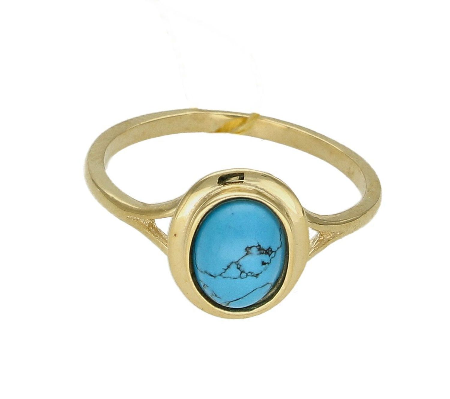 Złoty pierścionek 333 z owalnym turkusem DIA-PRS-5108T-333. Pierścionek został wykonany z najwyższej jakości złota próby 333. Waga pierścionka wynosi około1,79 gram. Pierścionek został ozdobiony turkusowym kamieniem (3).jpg