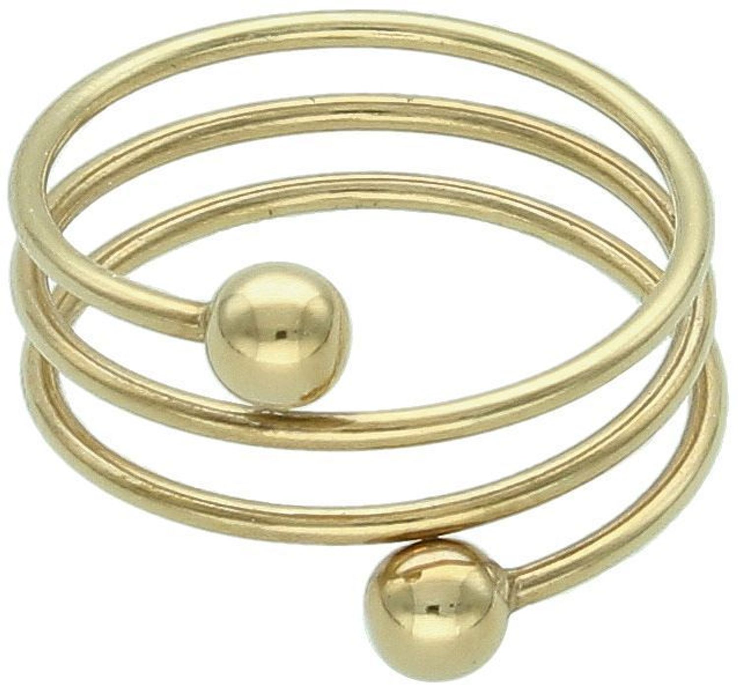 Złoty pierścionek spirala z kulkami 8K – elegancka biżuteria damska na prezent..jpg