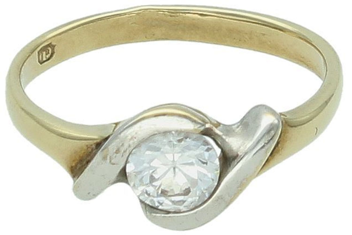 Złoty pierścionek z cyrkonią białe złoto DIA-PRS-5136-333. Przepiękny pierścionek z żółtego i białego złota, który został ozdobiony błyszczącą cyrkonią. 1.jpg