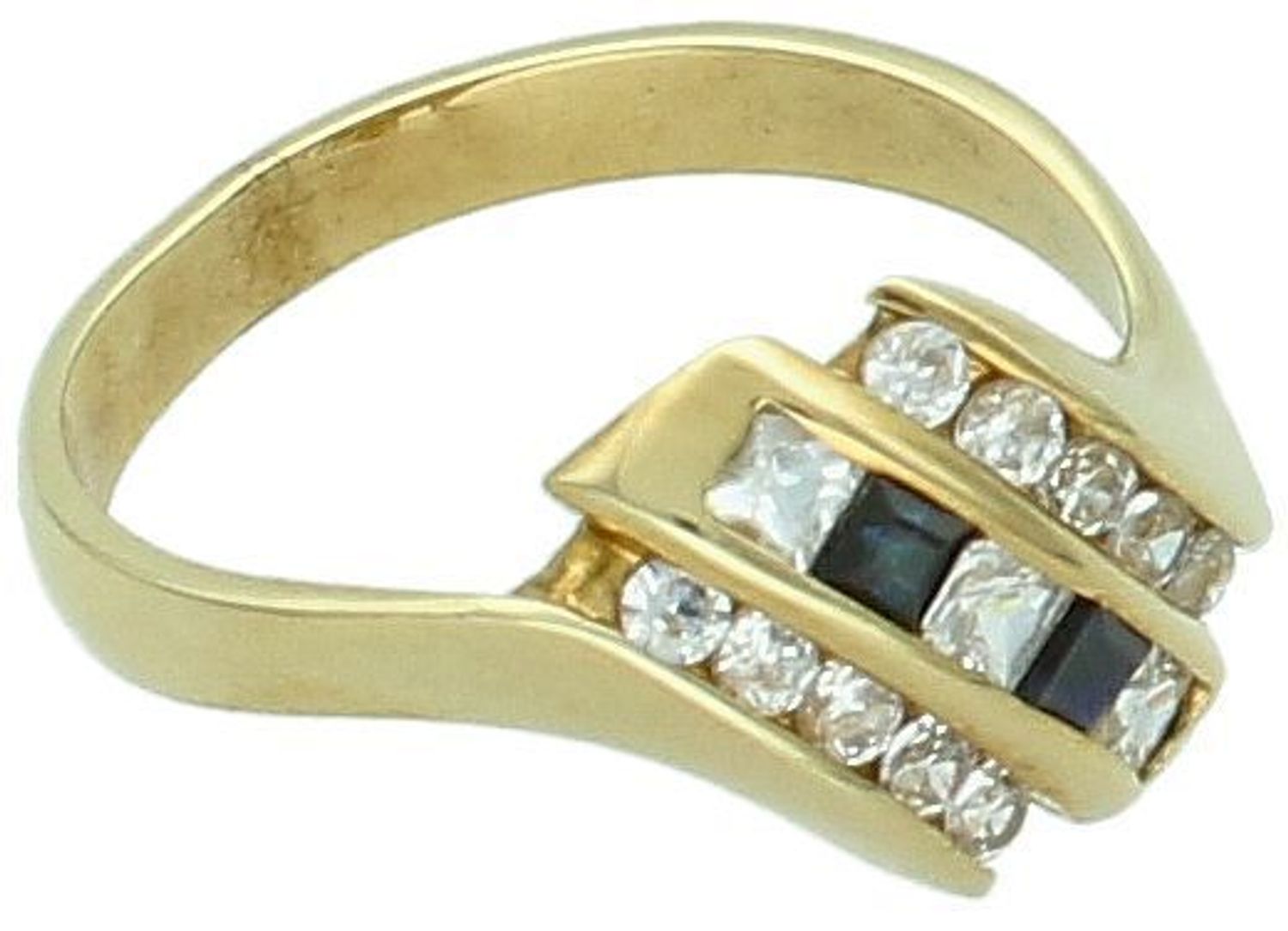 Złoty pierścionek  z cyrkonią  'Biel i czerń'.jpg