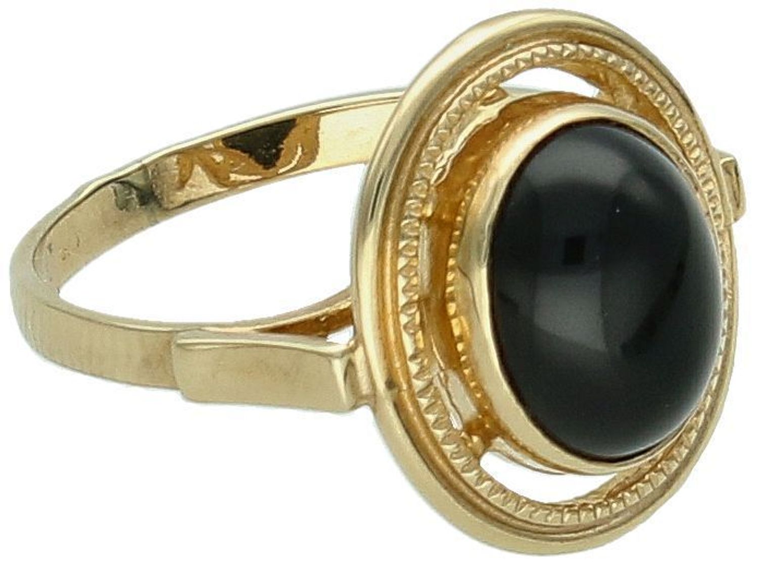 Złoty pierścionek damski Onyks próba 333 DIA-PRS-5153-333. Przepiękny pierścionek ze złota, który został ozdobiony czarnym oczkiem. Klasyczny pierścionek w przepięknym wydaniu. Na prezent.2.jpg