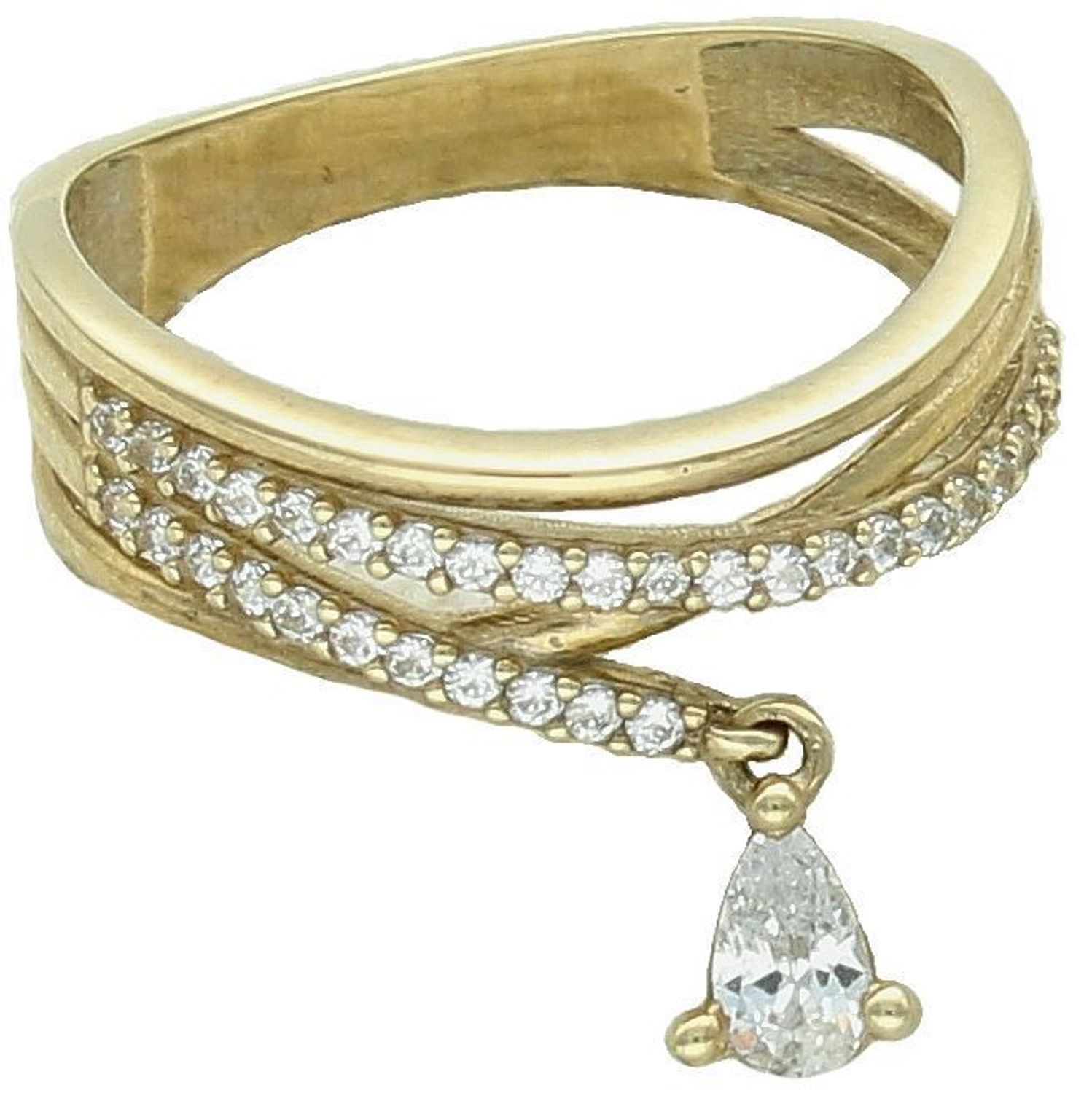 Złoty pierścionek z zawieszką wysadzany cyrkoniami.jpg