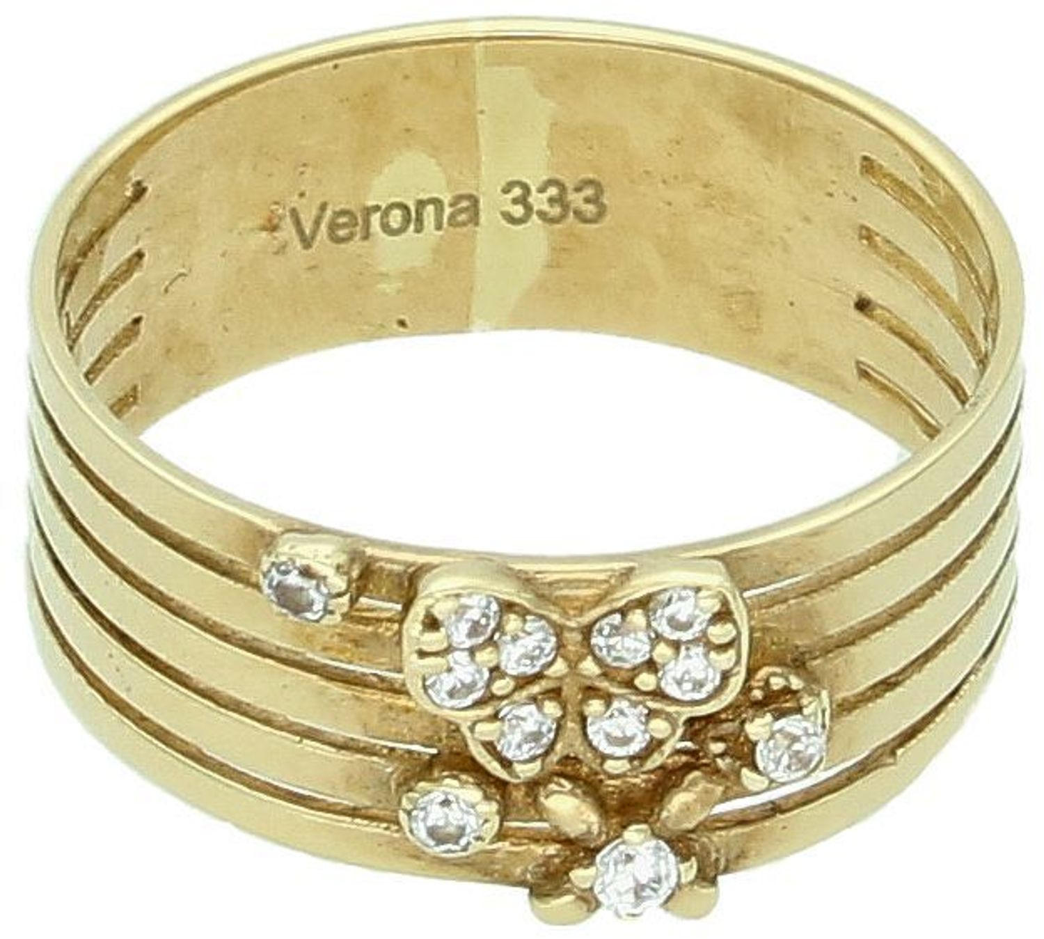 Szeroki złoty pierścionek z motylem DIA-PRS-5164-333. Złoty pierścionek o nowoczesnej odsłonie świetnie się sprawdzi na prezent z okazji urodzin, imienin czy rocznicy ślubu.1.jpg