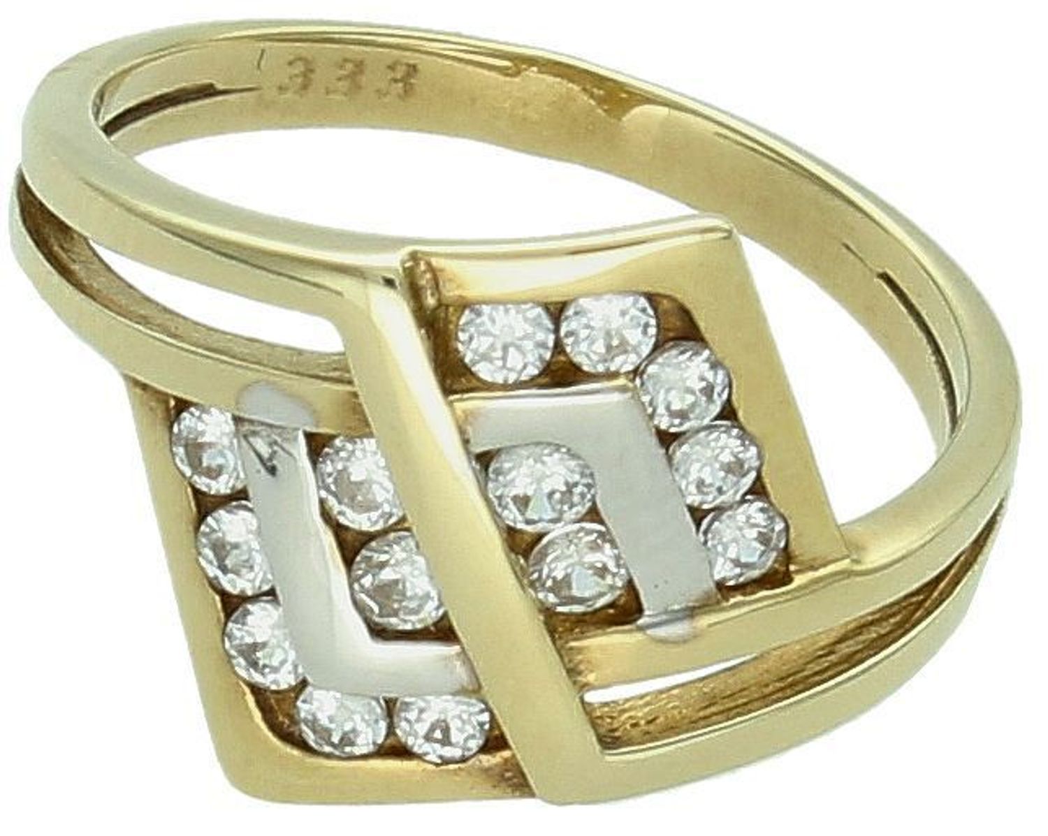 Złoty pierścionek 'Duże trójkąty' z białym złotem.jpg