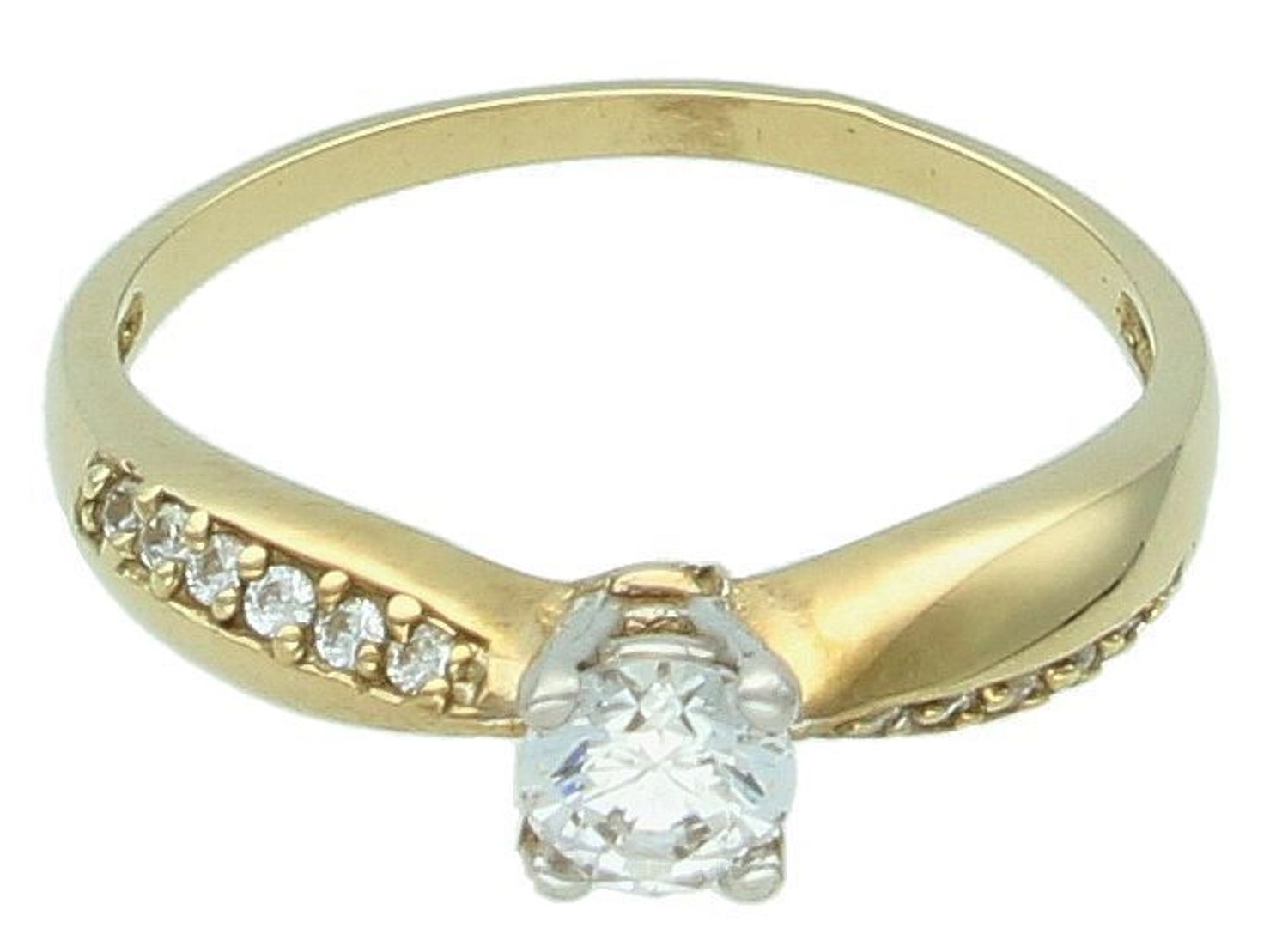 Złoty pierścionek damski próba 333 zaręczynowy z cyrkonią rozmiar 15 DIA-PRS-5171-333. Przepiękny pierścionek ze złota, który został ozdobiony błyszczącą cyrkonią. Klasyczny pierścionek 1.jpg