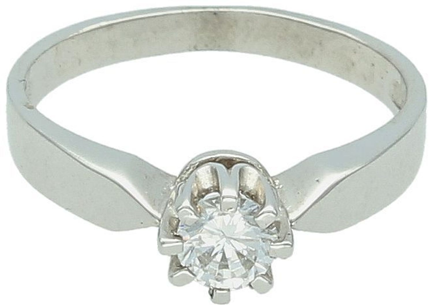 Złoty pierścionek zaręczynowy białe złoto 'Wspomnienie chwili' DIA-PRS-5197-333. Złoty pierścionek zaręczynowy z jedną cyrkonią ozdobiona koroną o klasycznej formie. Na prezent.1.jpg