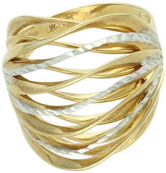 Złoty pierścionek damski 333 – falista forma białe i żółte złoto Au.jpg