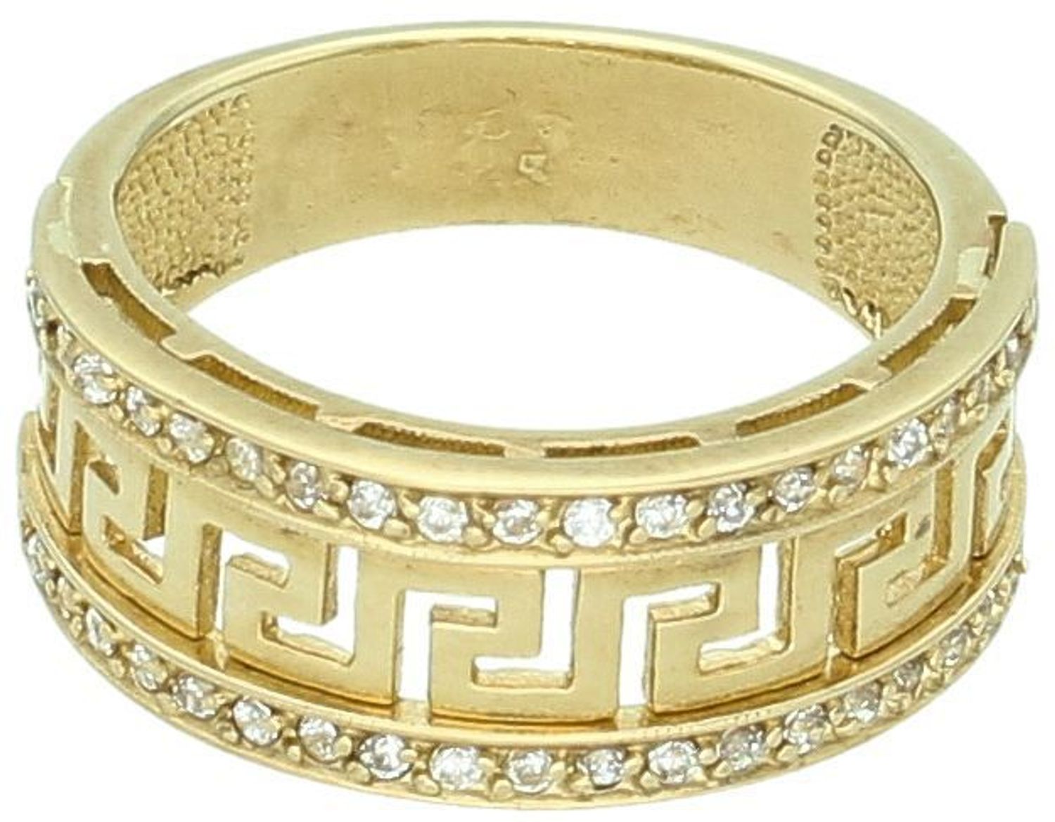 Złoty pierścionek szeroka obrączka droga grecka Au.jpg