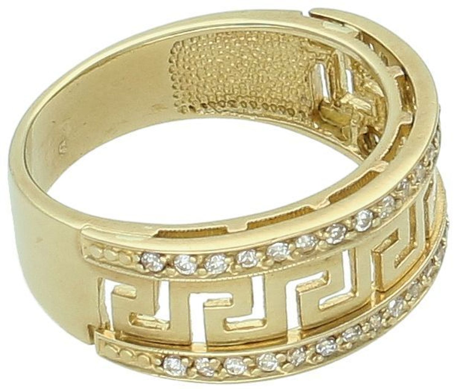 Złoty pierścionek szeroka obrączka droga grecka Au.jpg