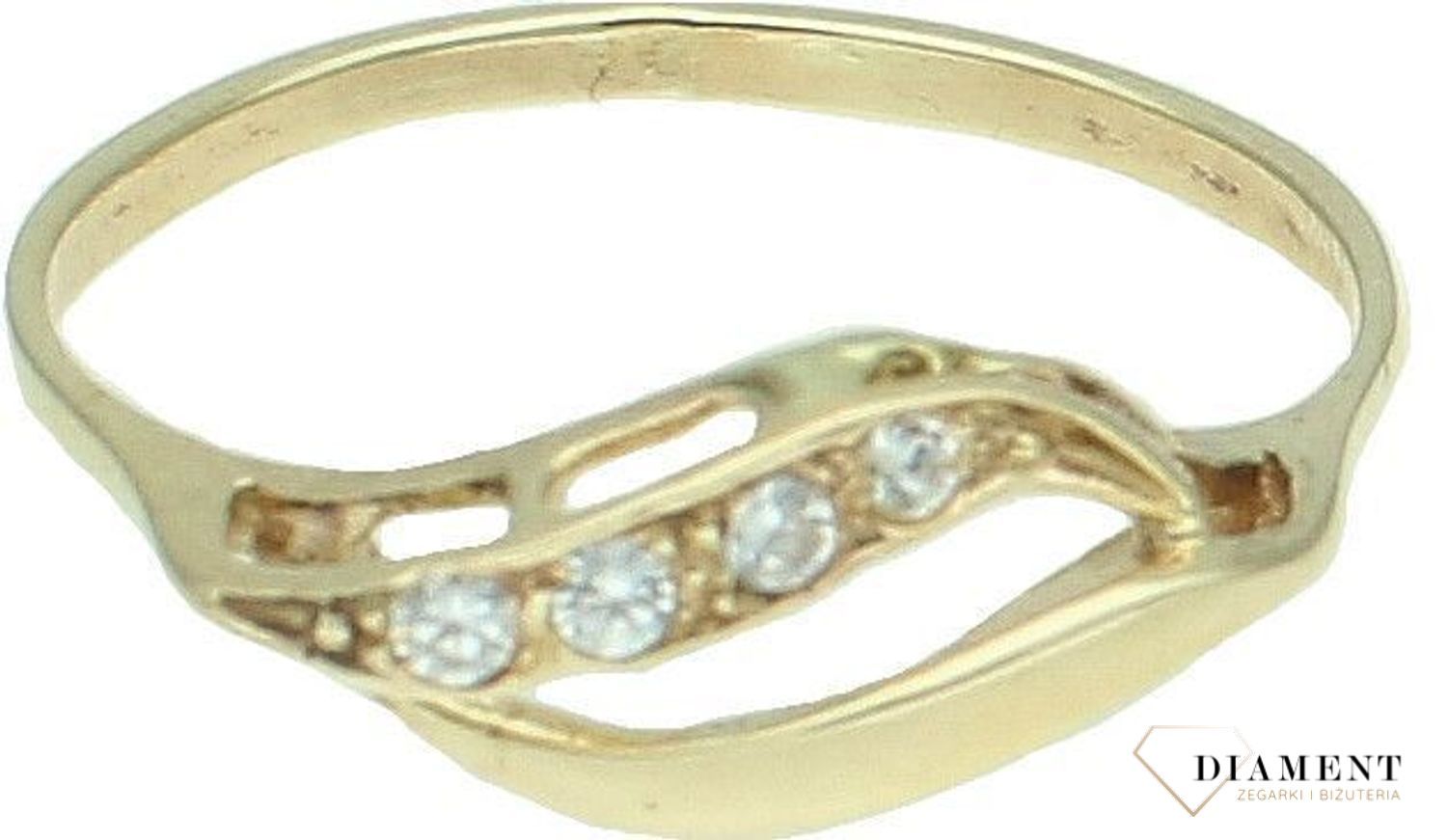 Złoty pierścionek damski 375 klasyczny z cyrkoniami rozmiar 10 DIA-PRS-5211-333. Złoty pierścionek damski. Pierścionek złoty 333 z cyrkoniami. Złoty pierścionek o klasycznym wzorze na prezent. Pierścionek złoty dla kobiety..jpg