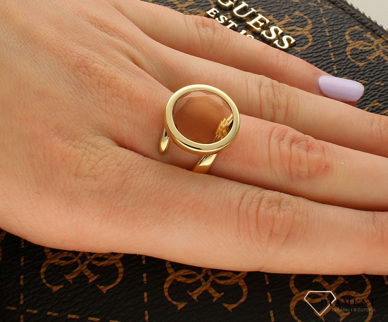 Pozłacany Pierścionek okrągły Dall'acqua Sublime Cytryn 925 DIAMENT DIA-PRS-5541-925.jpg