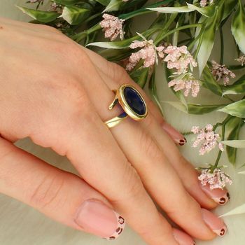 Pozłacany pierścionek Dall’Acqua Sublime Szafir 925  – DIAMENT DIA-PRS-5542-925 925.jpg