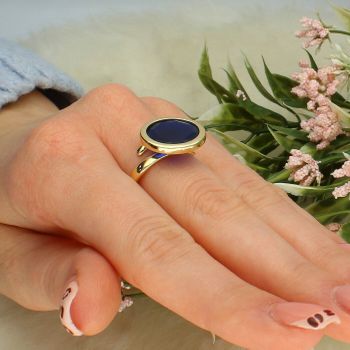 Pozłacany pierścionek Dall’Acqua Sublime Szafir 925  – DIAMENT DIA-PRS-5542-925 srebro.jpg