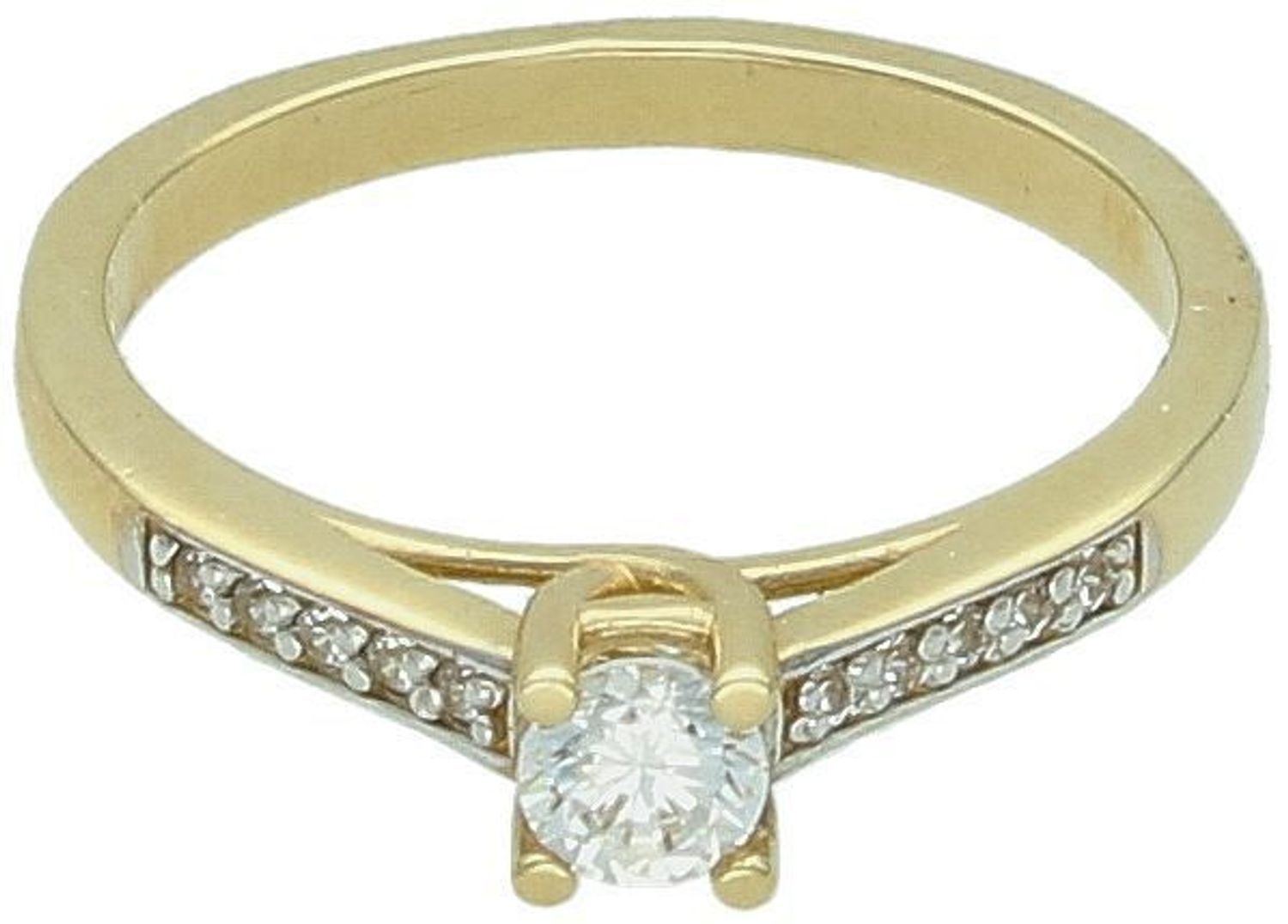 Pierścionek damski złoty z cyrkoniami próba 585, rozmiar 8 DIA-PRS-5790-585 Pozwól sobie na odrobinę luksusu z wyjątkowym pierścionkiem damskim wykonanym ze złota najwyższej próby 585.1.jpg