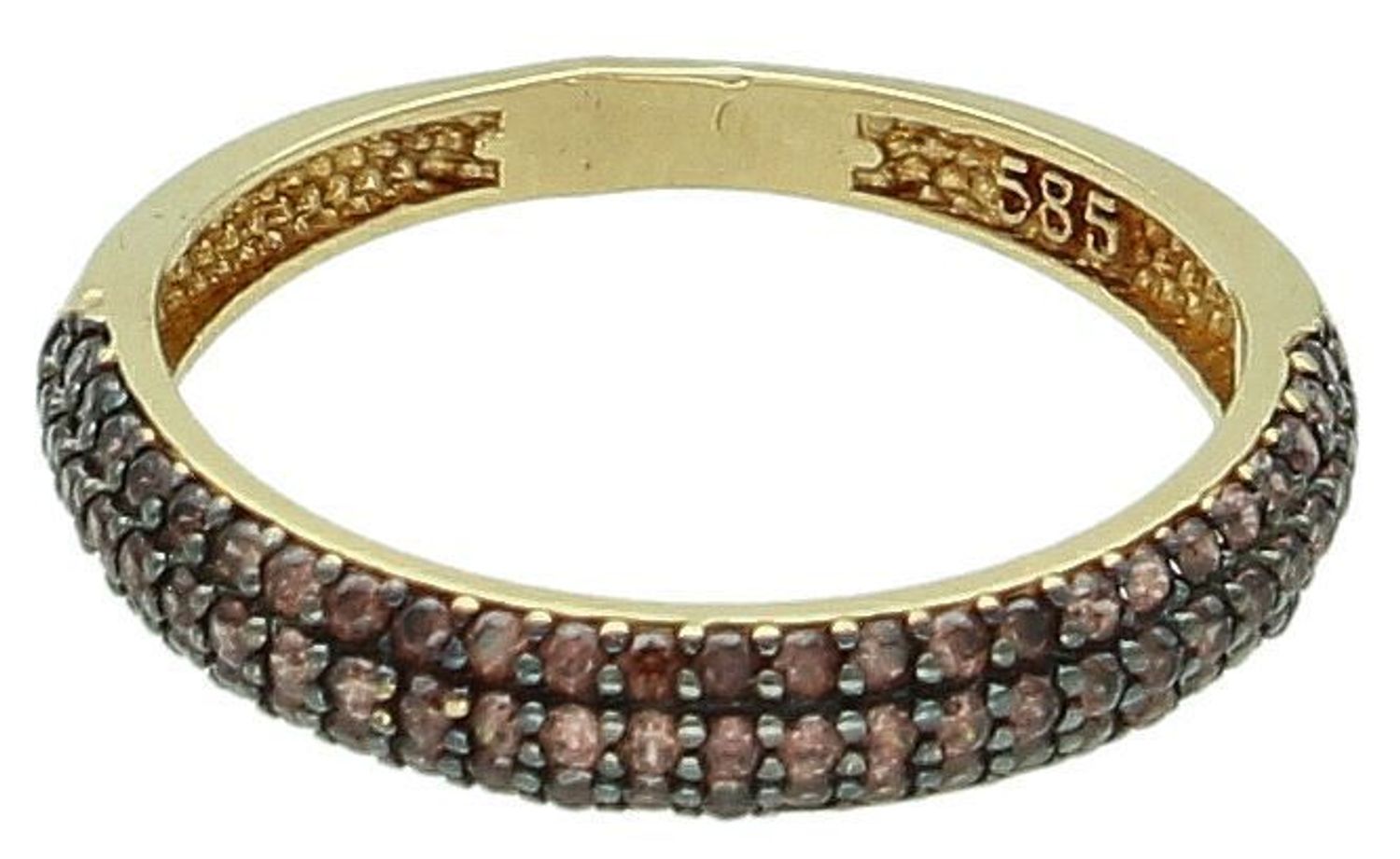 Pierścionek złoty z cyrkoniami próba 585, rozmiar 9  DIA-PRS-5793-585 Ten złoty pierścionek damski wykonany ze szlachetnego kruszcu próby 585 to doskonałe połączenie klasyki z nowoczesnym 1.jpg