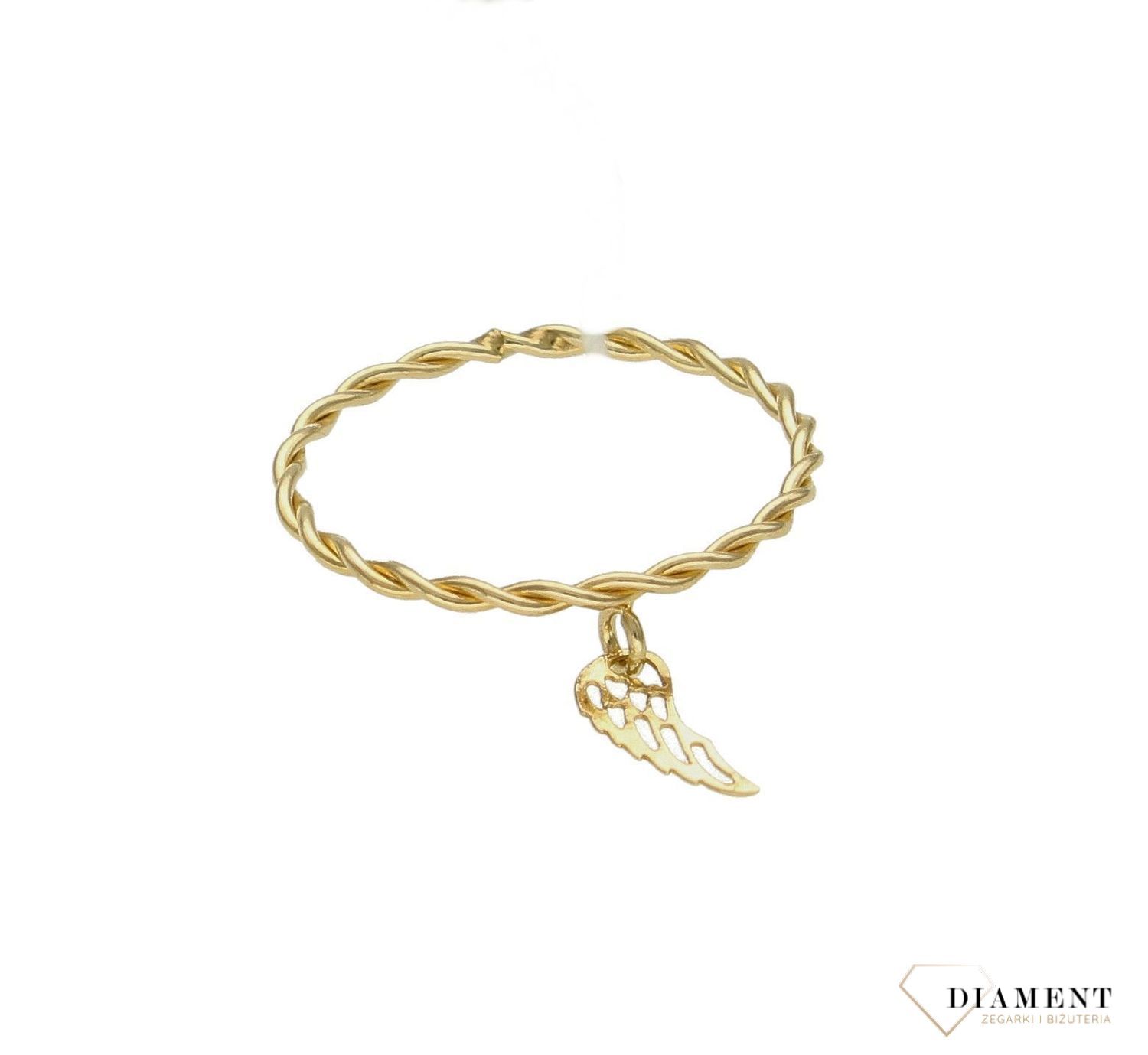 Złoty pierścionek 585 z zawieszką Skrzydło DIA-PRS-5797-585. Nowoczesny wzór podkreśli piękno wyjątkowych momentów zaręczyn, roc.jpg