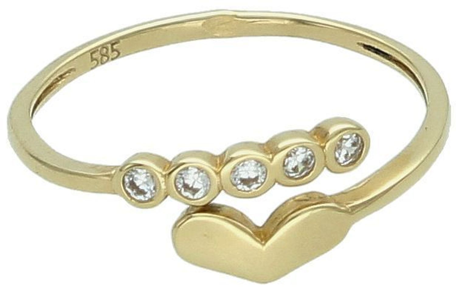 Pierścionek damski złoty próba 585 serce gładkie i cyrkonie rozmiar 10 DIA-PRS-5800-585 Elegancki pierścionek damski wykonany z złota próby 585, ozdobiony subtelnym sercem 1.jpg