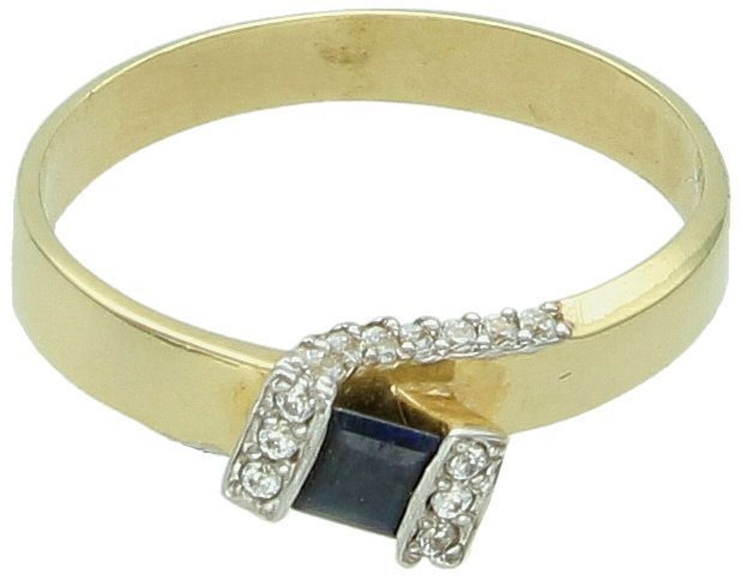 Pierścionek złoty z czarną i białymi cyrkoniami próba 585, rozmiar 10 DIA-PRS-5804-585 Stylowy i wyrazisty pierścionek ze złota próby 585, który zachwyca połączeniem klasyki z nowoczesnym 1.jpg