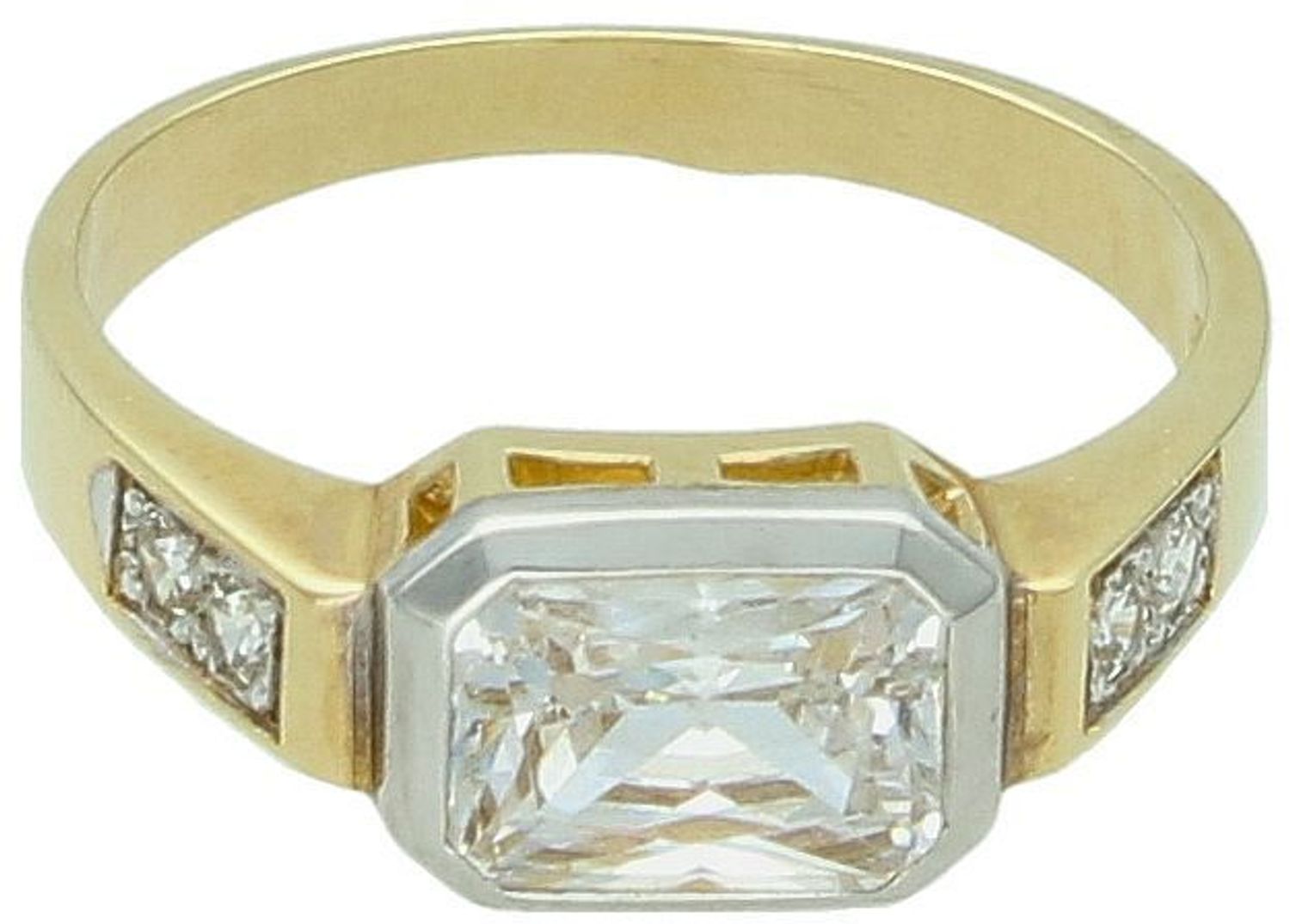 Pierścionek damski złoty próba 585 z prostokątną cyrkonią rozm 10 DIA-PRS-5810-585 Stylowy i przyciągający wzrok pierścionek damski ze złota próby 585, którego centralnym punktem jest 1.jpg