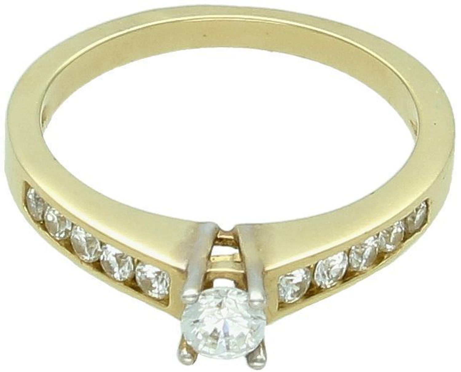 Pierścionek damski złoty próba 585 zdobiony cyrkoniami rozmiar 10 DIA-PRS-5811-585 Przedstawiamy pierścionek damski złoty próba 585 z subtelnym, ale efektownym zdobieniem cyrkoniami,1.jpg