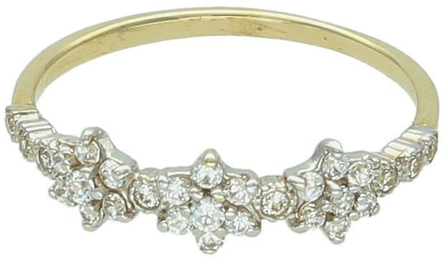 Pierścionek damski złoty próba 585, trzy kwiatki w cyrkonie rozmiar 11 DIA-PRS-5818-585 Nasz sklep internetowy ze srebrną i złotą biżuterią Diament jest autoryzowanym dystrybutorem marki.1.jpg