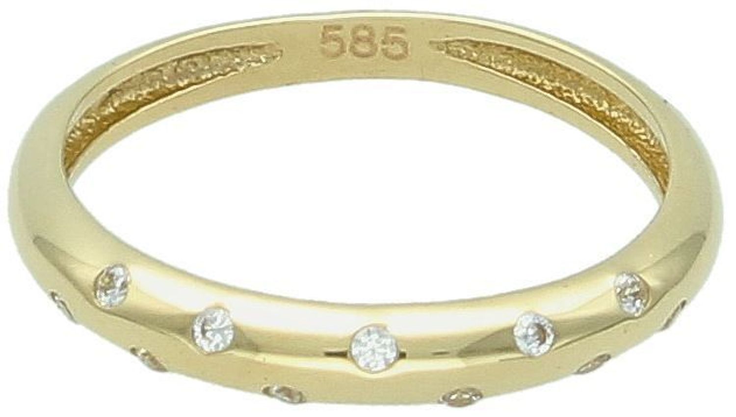 Złoty pierścionek damski 585 Obrączka z drobnymi cyrkoniami DIA-PRS-5824-585. Złoty pierścionek wysadzany białymi cyrkoniami. Piękny pierścionek wykonany z wysokiej jakości złota próby 585 1.jpg